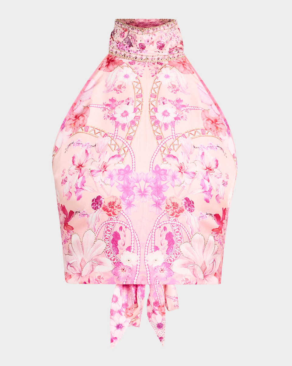 Botanical Novella Halter Tie Top